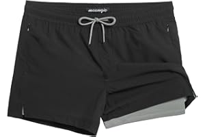 maamgic Mens Swim Trunks with Compression Liner Short Stretch Mens Bathing Suit Quick Dry Swimming Trunks Swimsuit