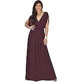 KOH KOH Womens Long Semi-Formal Short Sleeve V-Neck Floor Length Maxi Dress Gown