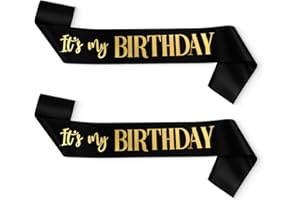 XTHROTSENK It's My Birthday Sash 2 Packs Birthday Sash for Women Black and Blakc Happy Birthday-Sash for Women Men Birthday-Party Gifts