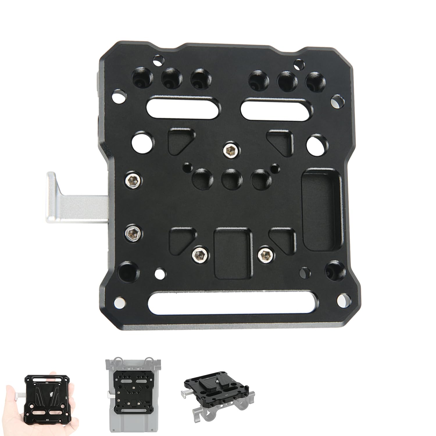 NICEYRIG V-Mount Plate V Lock Quick Release Plate with 1/4 M3 M4 Thread Slot - 440