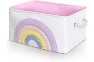 INough Storage Basket Baby Toy Basket, Baby Gift Baskets Empty Toys Storage Organizer Storage Bins Girls Storage Baskets with Drawstring Closure, Spring Homecoming Present (Large, Rainbow)