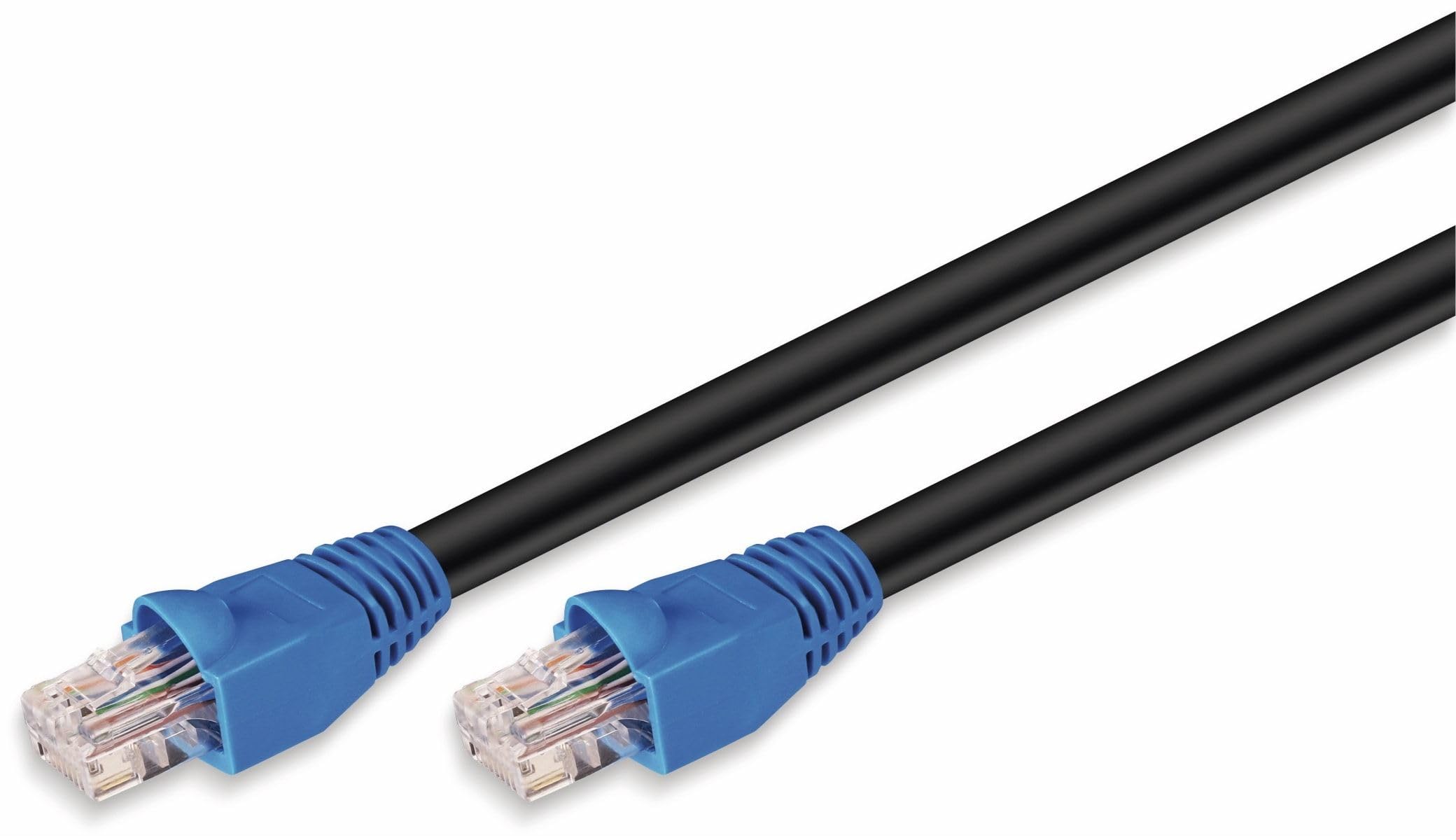 Goobay 94396 Outdoor Patch Cable CAT 6 Cable / 2-fold PE Sheath Waterproof / RJ45 Plug Ethernet Cable/Outdoor Network Cable 60m / Black/LAN Cable 60m