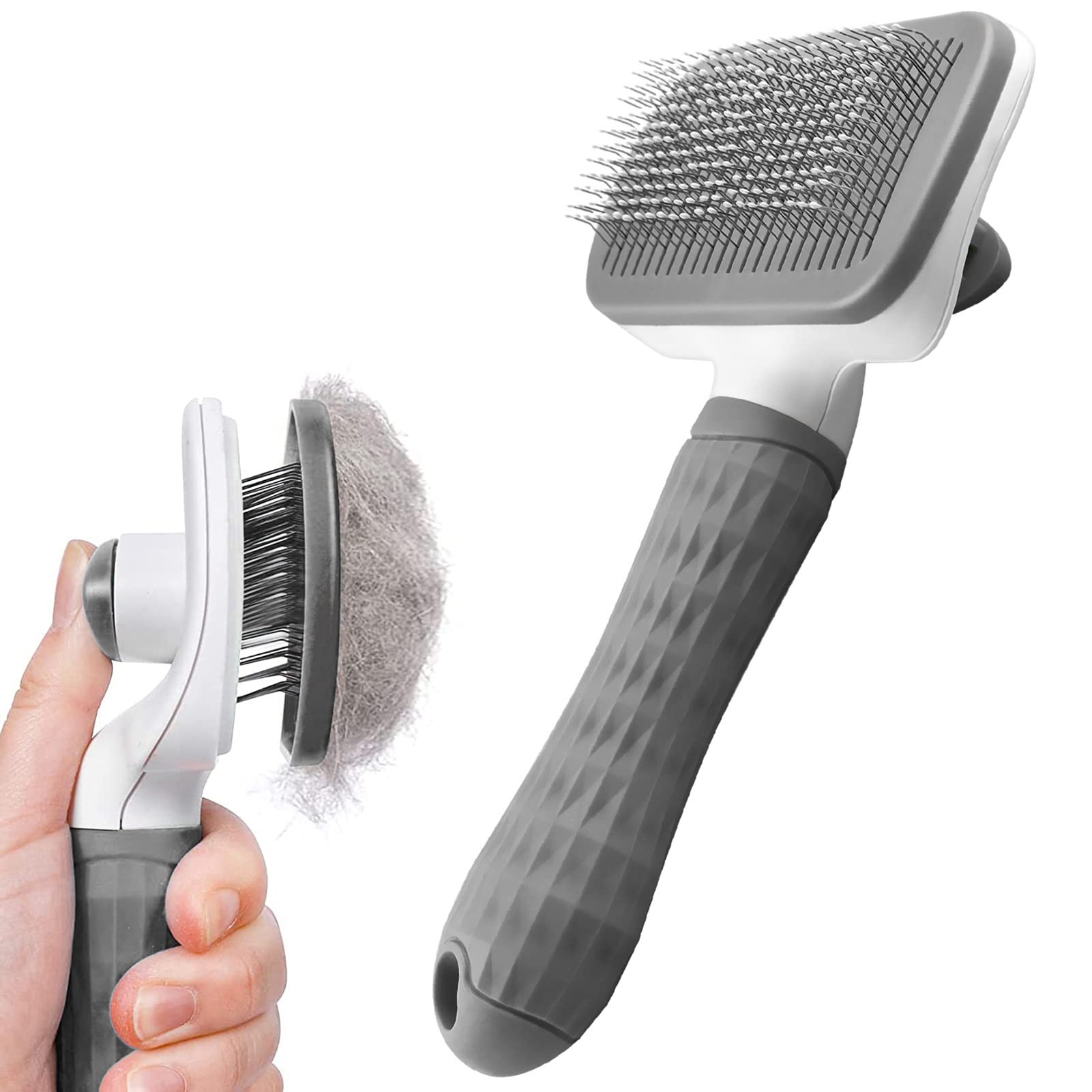 Dog Brush Cat Grooming Comb,Self Cleaning Pet Slicker Brushes with Smooth handle,Dog Grooming Tool with Button for Pet Shedding Brush Cat Massage Clean Tangled