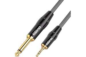 TISINO 1/4 Mono to 1/8 Stereo Cable, 3.5mm TRS Stereo to 1/4 inch TS Mono Interconnect Cable (Mono to Stereo Adapter) - 10 fe