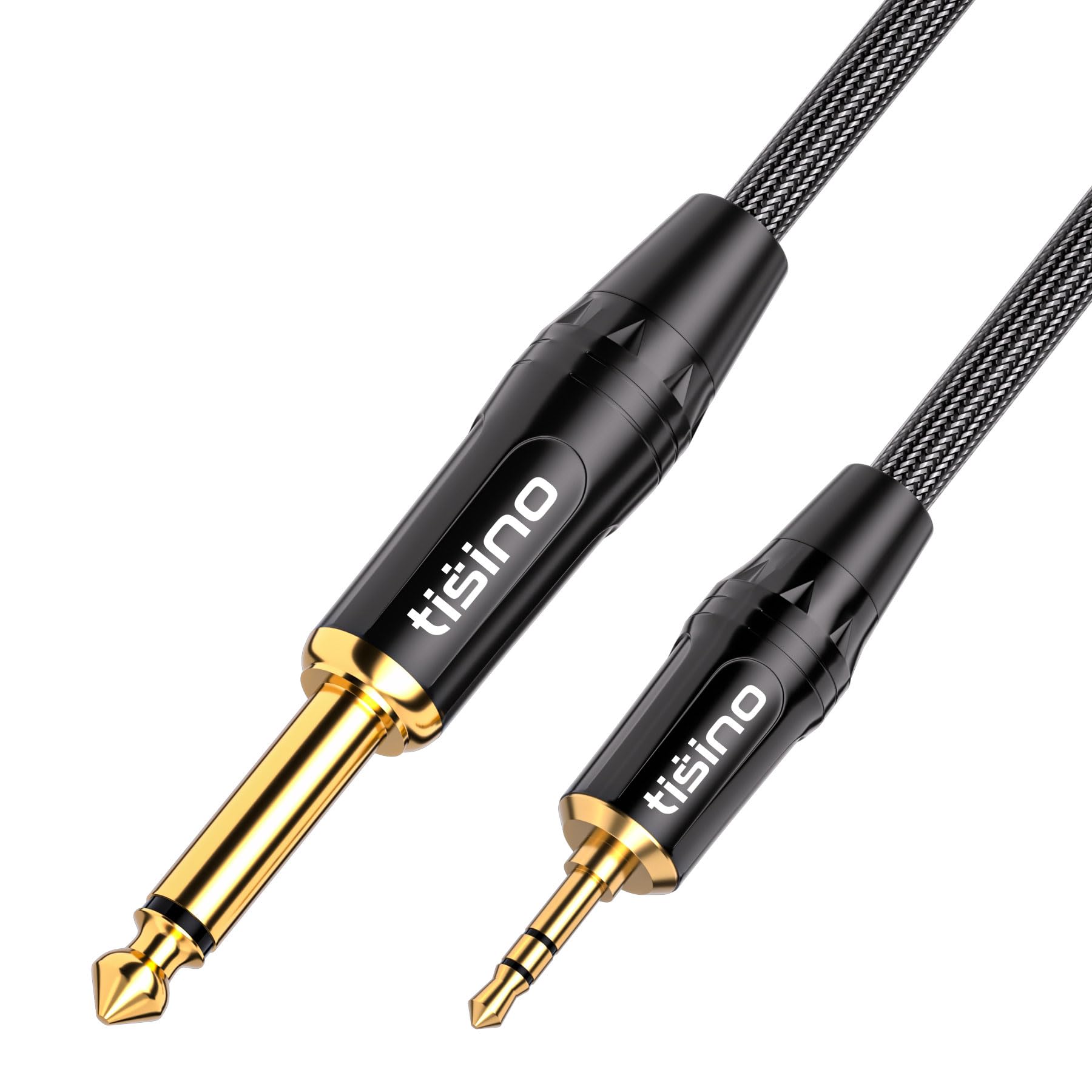 Tisino 6.3mm Jack TS Mono to 3.5mm TRS Mini Stereo Jack Interconnect Cable (Mono to Stereo)- 2m/6.6feet