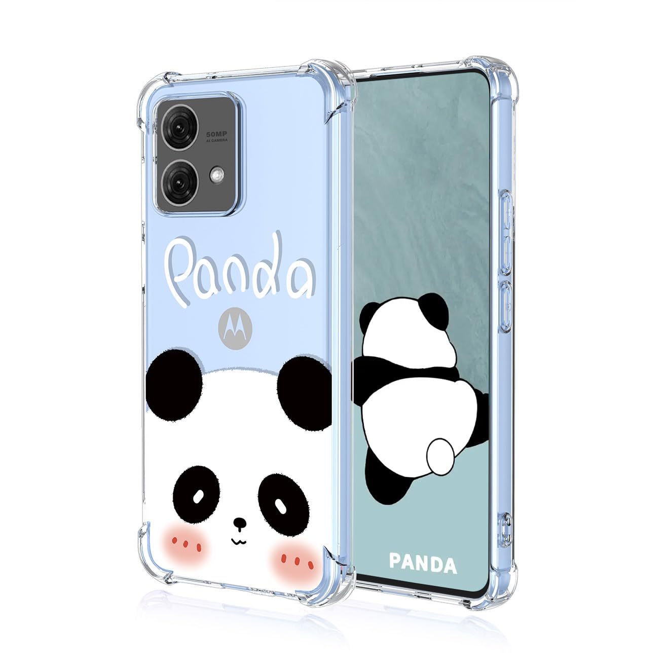 YUEQIAN Case for Motorola Moto G84 5G, Fashion Flower Cartoon Pattern Clear Cover, Ultra Thin Soft TPU Silicone Bumper Shockproof Boy Girl Transparent Cover (Panda)