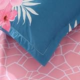 Loussiesd Flamingo Duvet Cover Set Blue Pink Floral King Super King view 5
