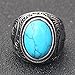 VQYSKO Retro Turquoise Ring for Men and Women | Stainless Steel Oval Turquoise Ring for Men and Women | Ideal Gift for Dad Boyfriend Blue/Black/Brown/White Color for Choice (Blue, 12)