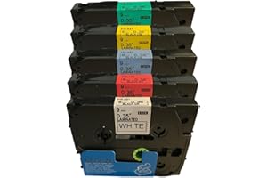 NEOUZA Compatible Label Tape Replacement for Brother P-touch Tze221 Tze421 Tze521 Tze621 Tze7219mm x 8m (Black on White,Red,Y