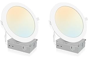 POWERASIA 2 Pack Recessed Lighting 7 Inch with Junction Box, 5CCT 7 Inch LED Recessed Lights Dimmable 2700K/3000K/4000K/5000K/6000K, 16W 1300lm Ultra Thin Recessed Lighting - ETL and Energy Star Certified