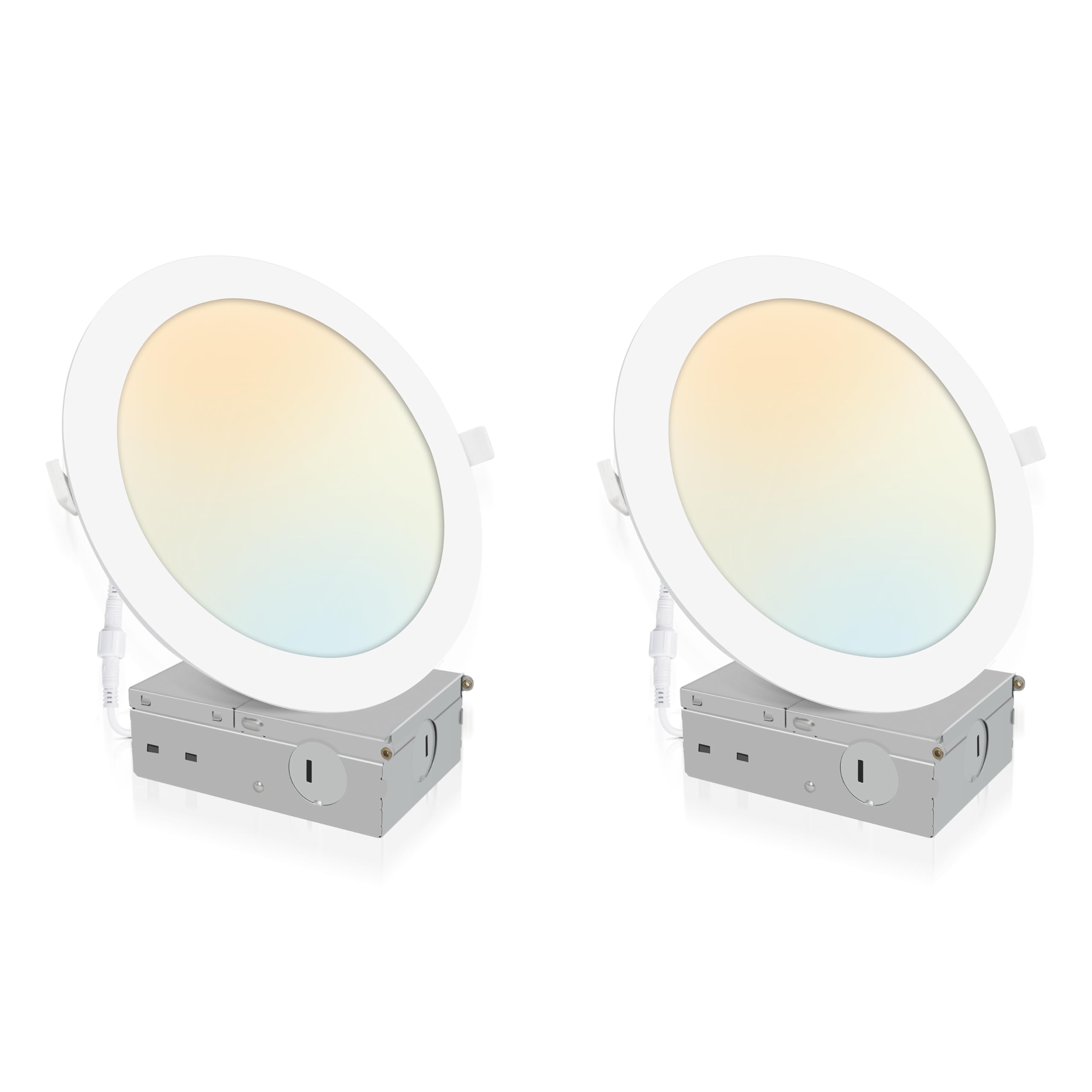 Photo 1 of 2 Pack Recessed Lighting 7 Inch with Junction Box, 5CCT 7 Inch LED Recessed Lights Dimmable 2700K/3000K/4000K/5000K/6000K, 16W 1300lm Ultra Thin Recessed Lighting - ETL and Energy Star Certified