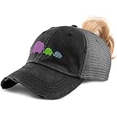 Custom Womens Ponytail Cap Elephant Family Mother Babies Embroidery Cotton