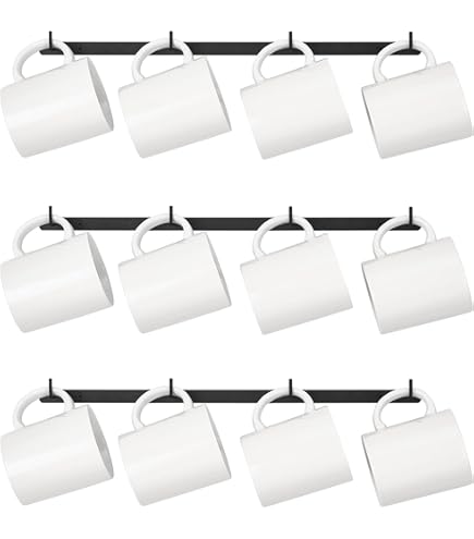 Lot De 2 étagères Murales Porte-tasses En Bois Rustique - Avec Crochets Pour Tasses Et Tablette - Décoration Et Rangement Cuisine/bar