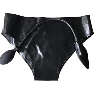 MFMYEE Black Latex Sexy Men's Triangle Shorts + Inflatable