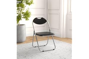 OFFICEJOY Folding Chairs 2 Pack, Foldable Chairs with Padded Seats & Back, Carrying Handle, Portable Commercial Seat, Metal Party Chairs for Indoor Outdoor Wedding Dining Home Office, Black