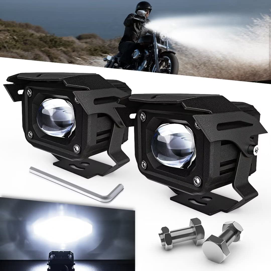 Photo 1 of BWCarid Motorcycle LED Pods Auxiliary Driving Fog Lights White LED Spotlight Projector Work Light 90W 8000lm Compatible with Jeep Truck SUV Pickup UTV Tractor ATV Boat(2 Pack)