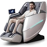 HealthRelife 4D Massage Chair Full Body Zero Gravity Recliner - 55“ SL-Track,20 Auto Modes,11 Massage Technique,40 Airbags Massage,with Yoga Stretch,APP Control,Negative Oxygen lons（Grey）