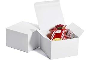 MESHA White Gift Boxes 6x6x4 Gift Box w/Lid, 50 Pcs, Bridesmaid Proposal Box, Cupcake Boxes, Groomsmen Proposal Box, Godmother Proposal Gift Box, Birthday Gift Box, Party Favor, Christmas, Arts & Crafts