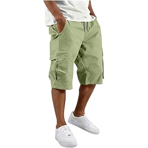 Funnyrap Mens Cargo Hiking Shorts Casual Elastic Waist Athletic Workout Gym Jogger Tractical Work Shorts with 4 Pockets