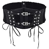 Urieo Leather Black Corset Belt for Women