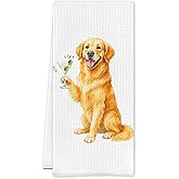 Cilrii Golden Retriever Martini Kitchen Towels, Gifts for Golden Retriever Lovers Dish Tea Towels for Kitchen Decor, Martini Cocktail Lover Gifts Decorative Hand Towel, 16x24 Inch