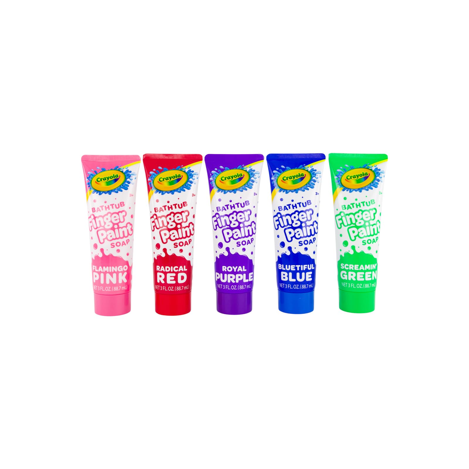 Photo 1 of Crayola Bathtub Fingerpaint 5 Color Variety Pack, 3 Ounce Tubes (Bluetiful Blue, Screamin' Green, Radical Red, Flamingo Pink, Royal Purple) Color Your Bath Easily Washable Finger Paints