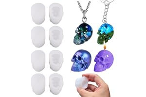 8 Pack Mini Skull Resin Silicone Molds, 3D Skull Head Candle Molds Kit for Resin Bracelet, Clay, Candle Wax Casting, Chocolat
