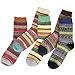 JOYEBUY 5 Pairs Warm Winter Fall Women Socks Retro Floral Style Cotton Knitting Wool Crew Socks (Style 4)