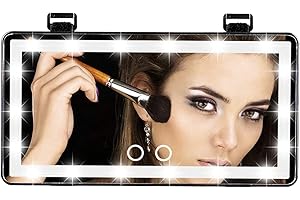 WEDFEIR Car Visor LED Vanity Mirror, Rechargeable Car Makeup Mirror with LED Lights for Car Truck SUV Rear View Mirror Sun, Shading Cosmetic Mirror with Touch on Screen for Cars. (Black)