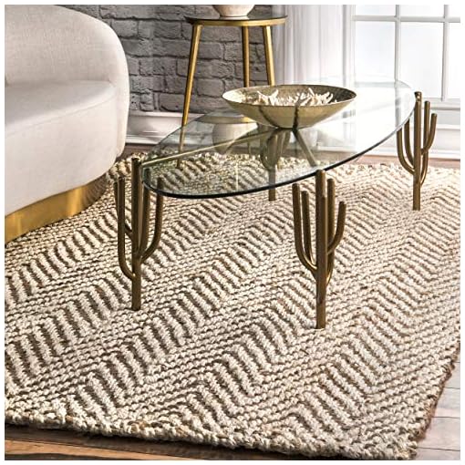 nuLOOM Vania Chevron Jute Area Rug, 5' x 8', Offwhite Beachfront Decor