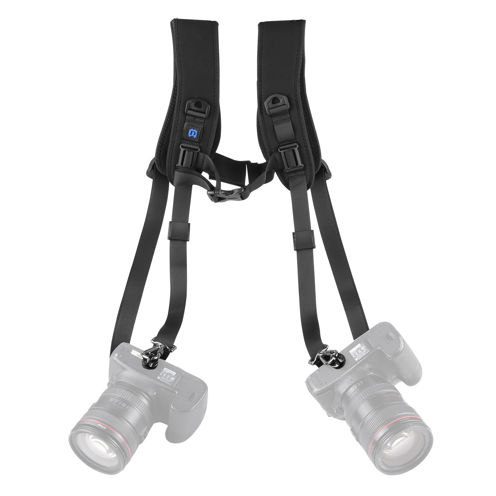 PULUZ Quick Release Double Shoulder DSLR Digital Cameras Strap Belt for Canon, Universal Adjustable Length Decompression 2 Cameras Shooting Strap with 1/4 inch Screw for Sony/Nikon and other Camera