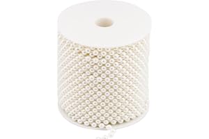 ADASBRIDAL 5mm Pearl Beads 66 Feet Pearls String Garland Roll Strand Artificial Beads Chain for Wedding Centerpiece Backdrop Christmas Tree Decoration DIY, Ivory