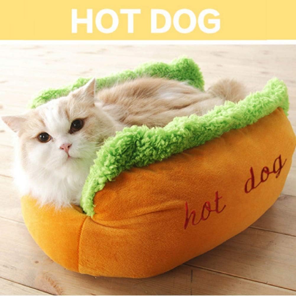 Amazon ペットベッド ホットドッグホット型 犬 猫用 おもしろグッズ パン型 ベッド ソファ ふわふわ 洗える クッション 四季通用 ぐっすり眠れるマット 猫犬兼用 ペット用品 ｍｏｌｏｖｅｔ ベッド クッション 通販