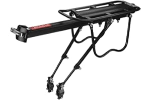 Flexzion Bike Rear Rack Mount - Bicycle Back Seat Pannier Luggage Backpack Cargo Basket Carrier Rack Adjustable Aluminum Allo