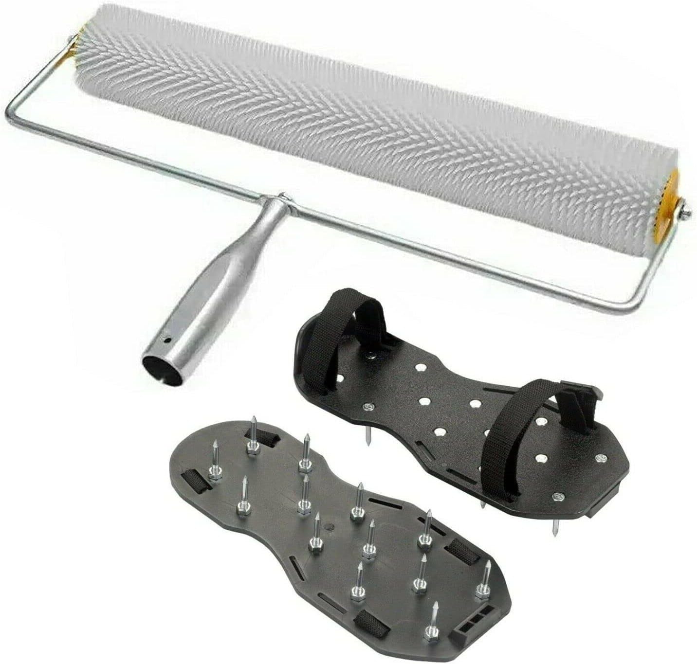 Spiked Roller 400 mm Spikes 20 mm + Spiked Shoes 25 mm Screed Flooring Resin Floor