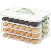 FMOACEN 4-Layer Airtight Cookie Storage Box with Handle and Lid Stackable Cookie Container Food Storage Container for Dumplings Wontons Desserts and Snacks Portable Organizer for Fridge and Pantry