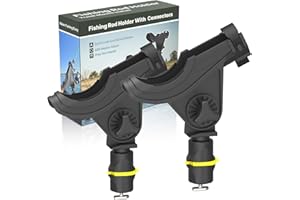 Huntury Track Mount Fishing Rod Holder with 360° Adjustable Kayak Track Adapter for Kayak & Boat | Compatible with Spinning, Casting | Quick Lock On or Release, Kayak Fishing Accessories