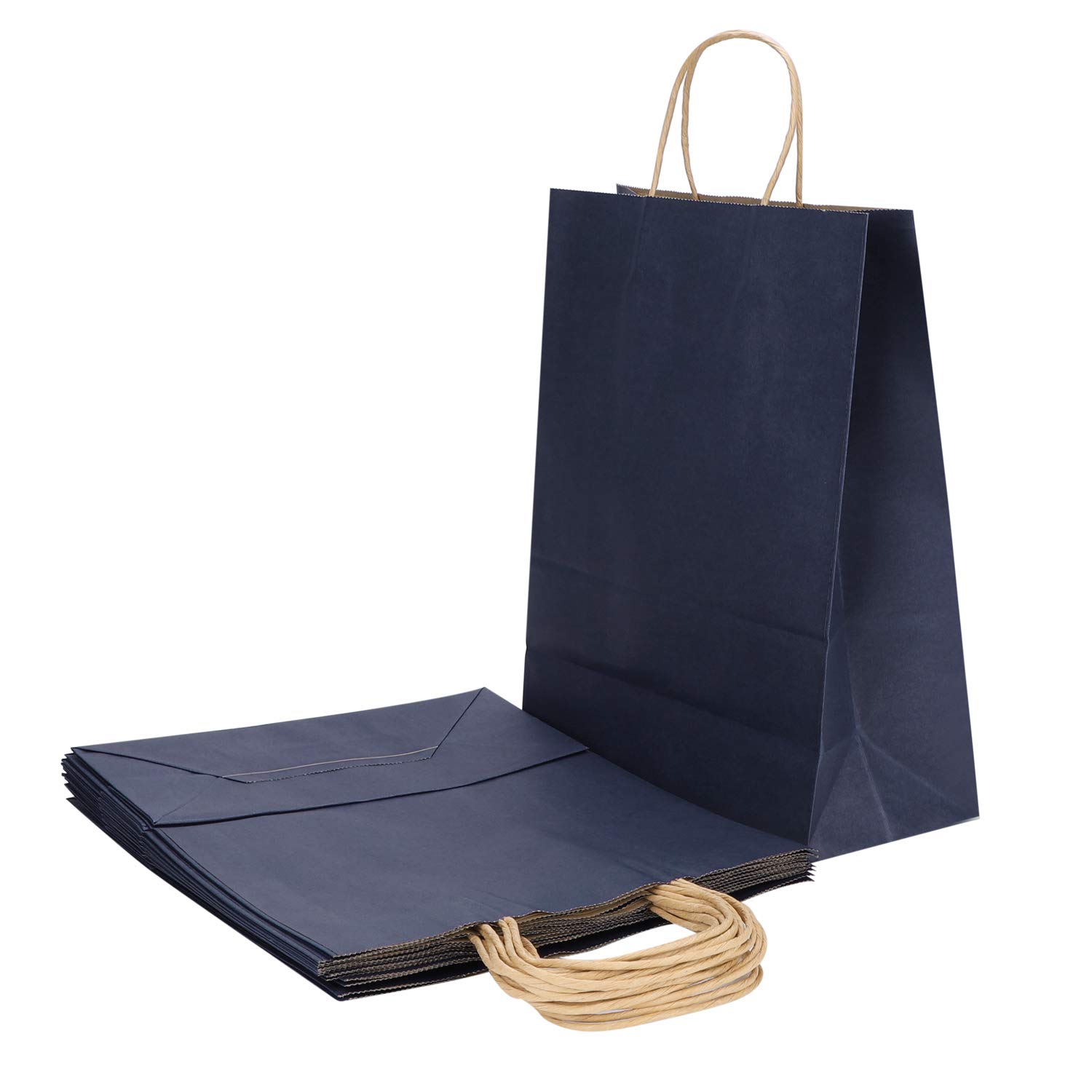 10PCS Large Kraft Paper Bags Gift Party Bags Paper Shopping Bags Goody Bags Retail Bags Merchandise Bags Thickened Recycled Paper Carrier Bags Shopper Wrapping Bags for Birthday Baby Shower Wedding