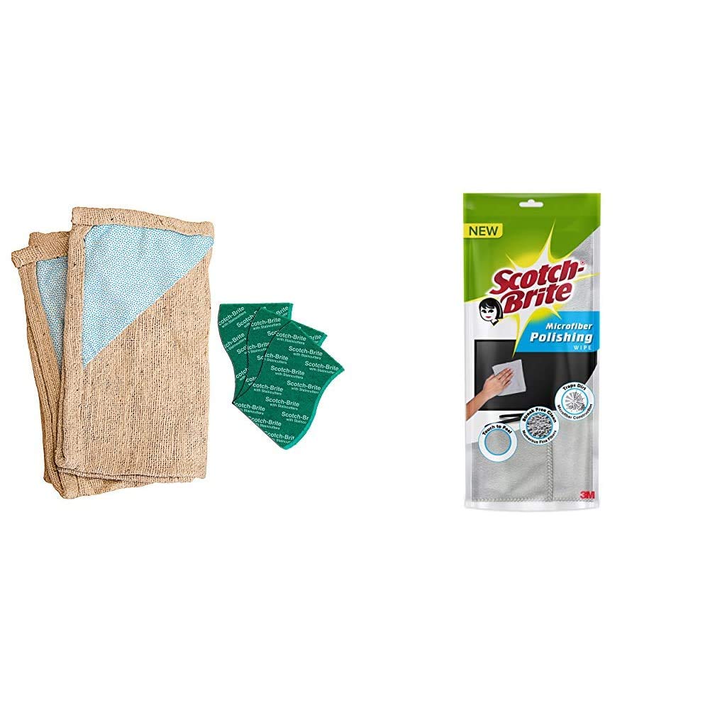 ScotchBrite Floor Cleaning Cloth (Pack of 2) and Scrub Pad Large (Pack
