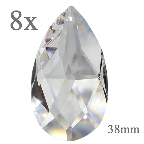 Kristall Tropfen 38mm 8 Stück Sonnenfänger Rautenwachtel Regenbogenkristall Feng Shui Waldorf Fensterdeko 30% Bleikristall Kr