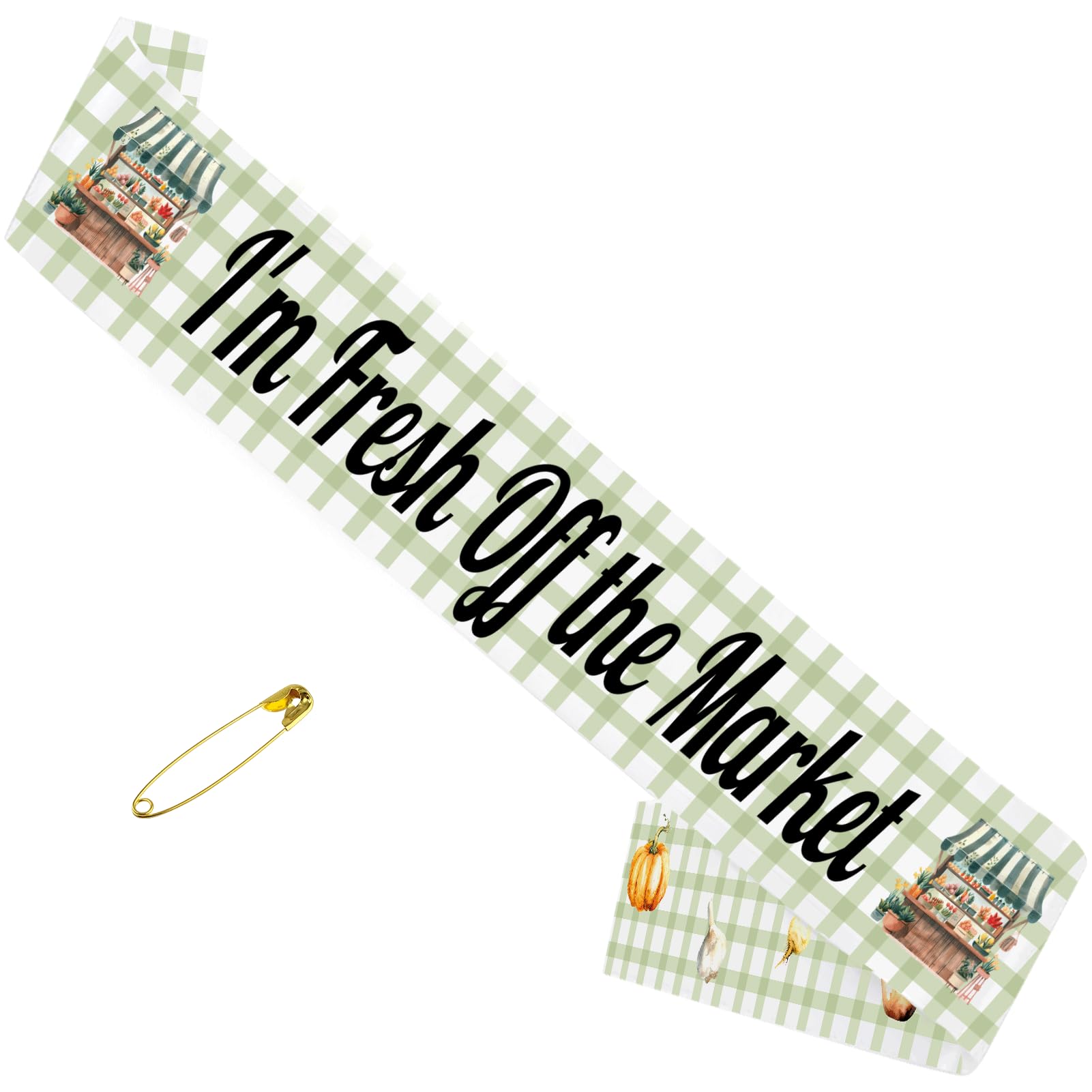 Photo 1 of "I'm Fresh Off the Market" Sash for Bride - Adjustable Satin Bridal Shower Sash, Farmers Market Theme Bachelorette, Engagement Party Decorations for Women & Girls