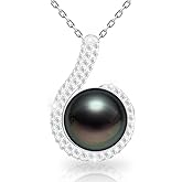 Atopearl Gifts for Women Wife Anniversary Genuine Tahitian Black Pearl Pendant Necklace Birthday Valentine's Day Christmas Anniversary Jewellery Gift for Her