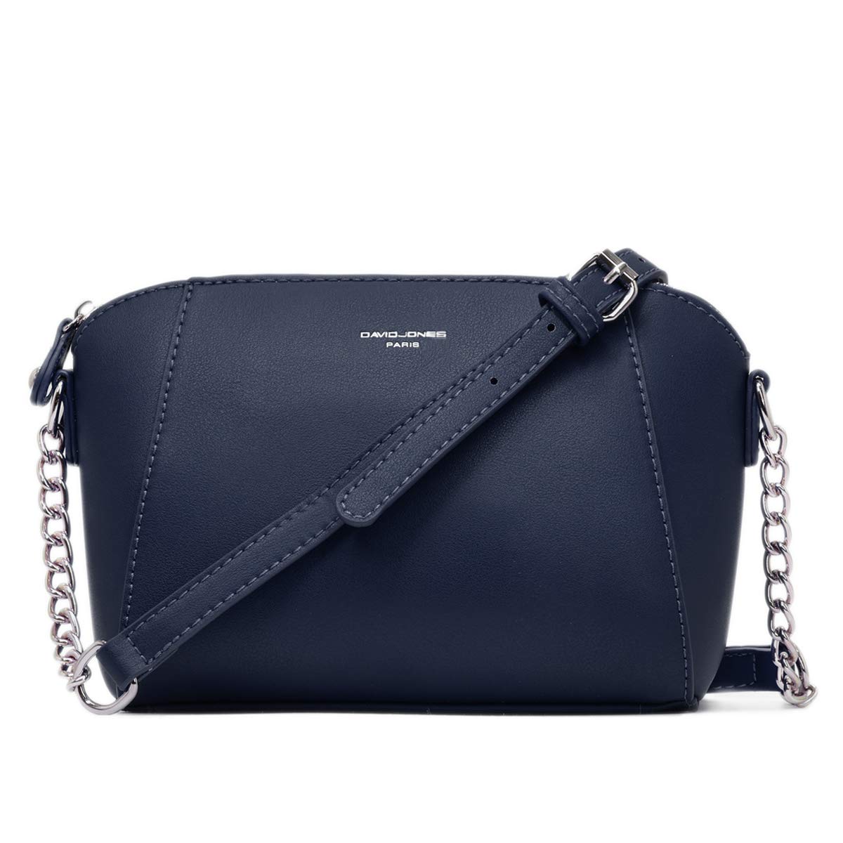 David Jones - Women's Small Crossbody Bag - Chain Shoulder Strap Rigid Faux Leather Messenger Bag - Elegant Saddle Bag - Fashion Clutch Handbag Evening Party - Zipper Purse Work Travel - Blue