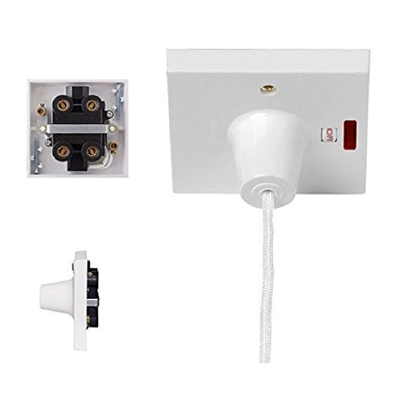 45 Amp White Shower Pull Cord / Neon Light / Ceiling Switch Double Pole Electric Amazon.co.uk 45 Amp White Shower Pull Cord / Neon Light / Ceiling Switch Double Pole Electric Amazon.co.uk