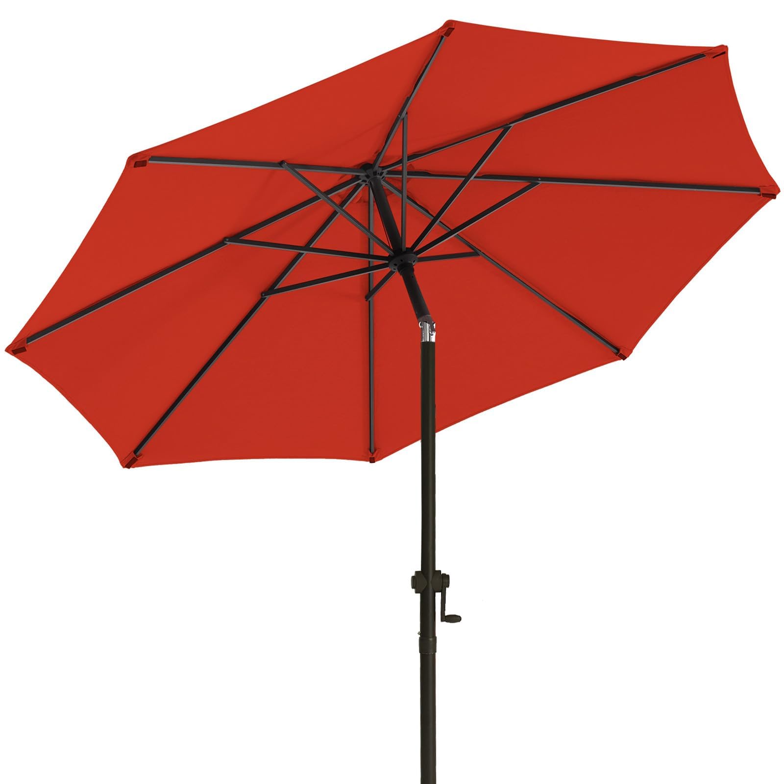 Photo 1 of **SCRAPE DAMAGE ON RODS**wikiwiki 11 FT Patio Umbrellas Outdoor Table Market Umbrella with Push Button Tilt/Crank,8 Sturdy Ribs, Fade Resistant Waterproof POLYESTER DTY Canopy for Garden, Lawn, Deck,Backyard & Pool,Bright Red