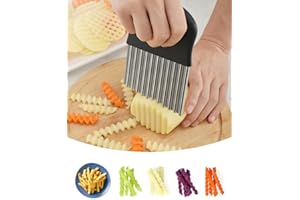 Heavy Duty Stainless Steel Crinkle Cutter Wavy Chopper French Fry Slicer for Potatoes Carrot Chips and Fruits, Vegetable, Pot