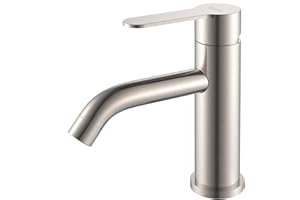 AMAZING FORCE Bathroom Faucet Brushed Nickel Bathroom Sink Faucet Single Hole Bathroom Faucet Single Handle Vanity Faucet- Sink Drain Not Included 1.2 GPM