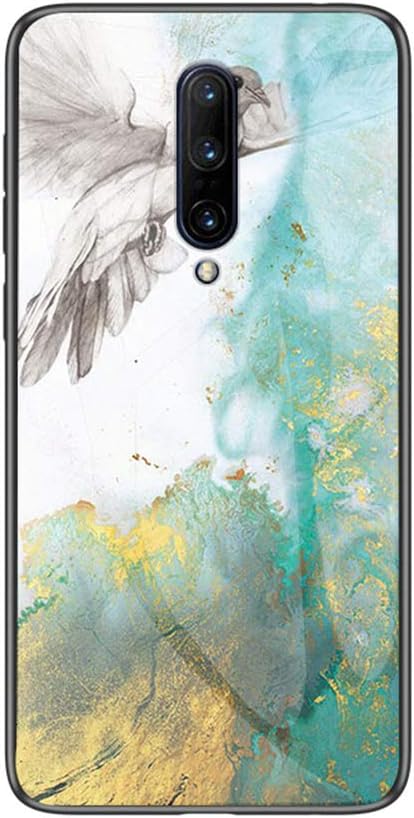 BRAND SET Case for OnePlus 7 Pro marble transparent tempered glass all-inclusive cover soft silicone phone case compatible with OnePlus 7 Pro-Pigeon