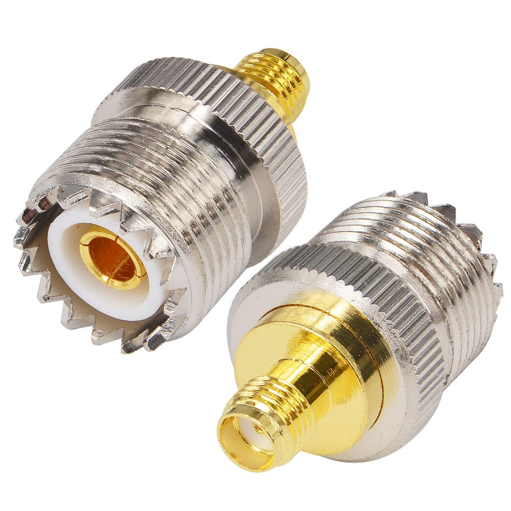 CB Radio Adapter SO-239 PL-259 UHF Female to SMA Female Plug RF Adapters for CB Antenna CB Aerial Ham Radio Walkie Talkie Handheld Radio Two way Radio Pack of 2