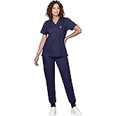 Eadflie Scrubs for Women Medical Scrubs Set - V-Neck Top & Jogger Pants with 5 Pockets, Soft Stretch Woven fabric,Side splits